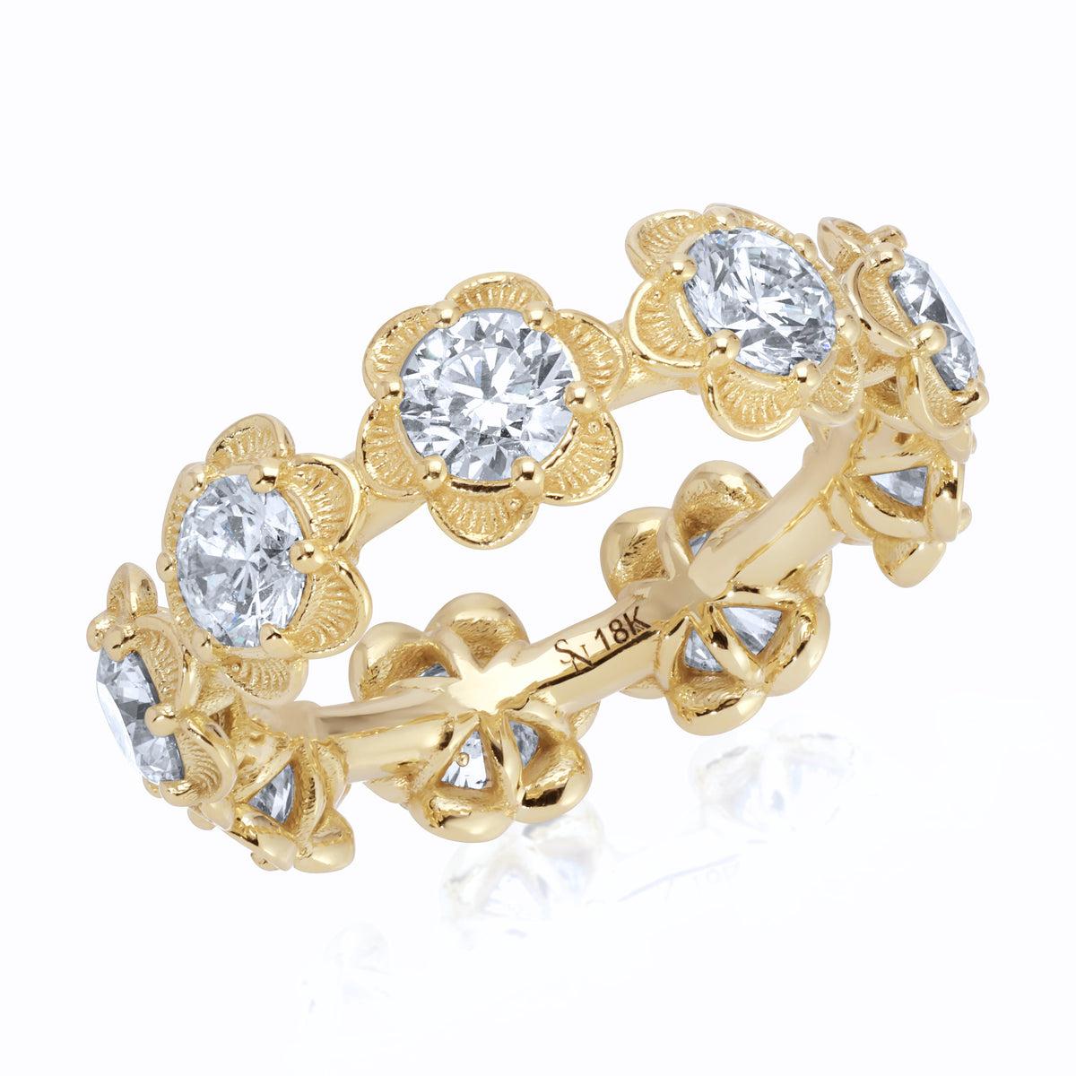 Art Flower Bloom Diamond Eternity Band