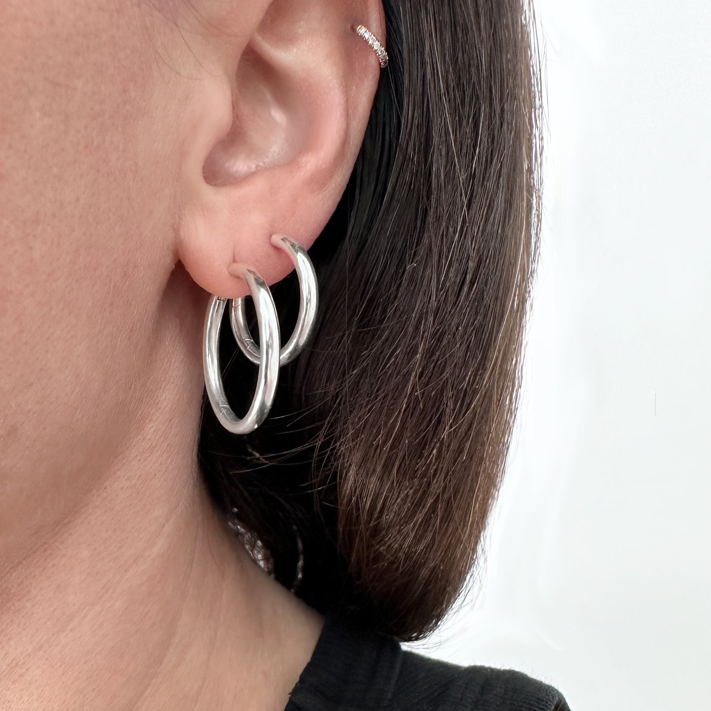 Chubby Large Hoops - Silver