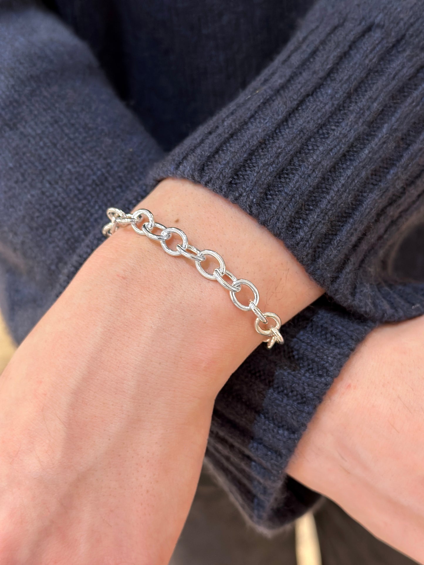 Chubby Oval Link Bracelet, Silver