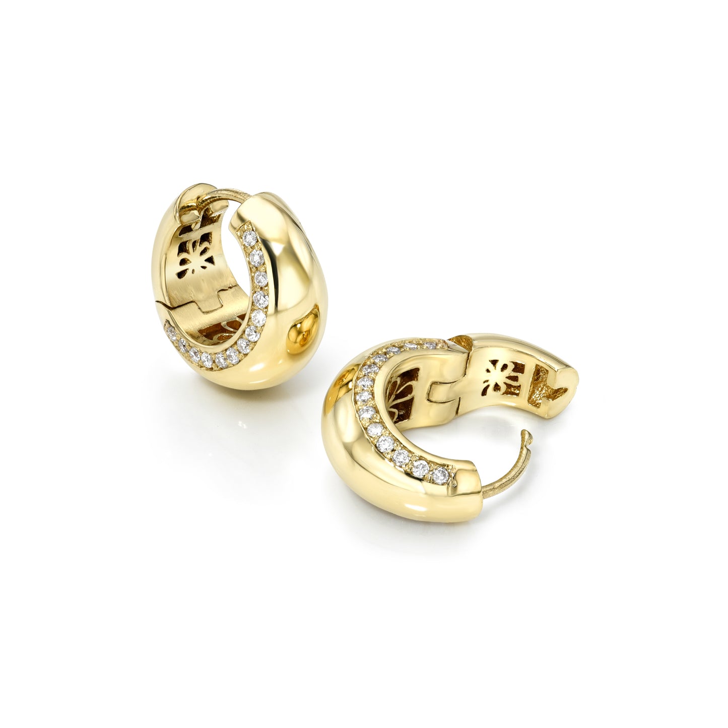 Diamond Outline Dome Hoops - Small