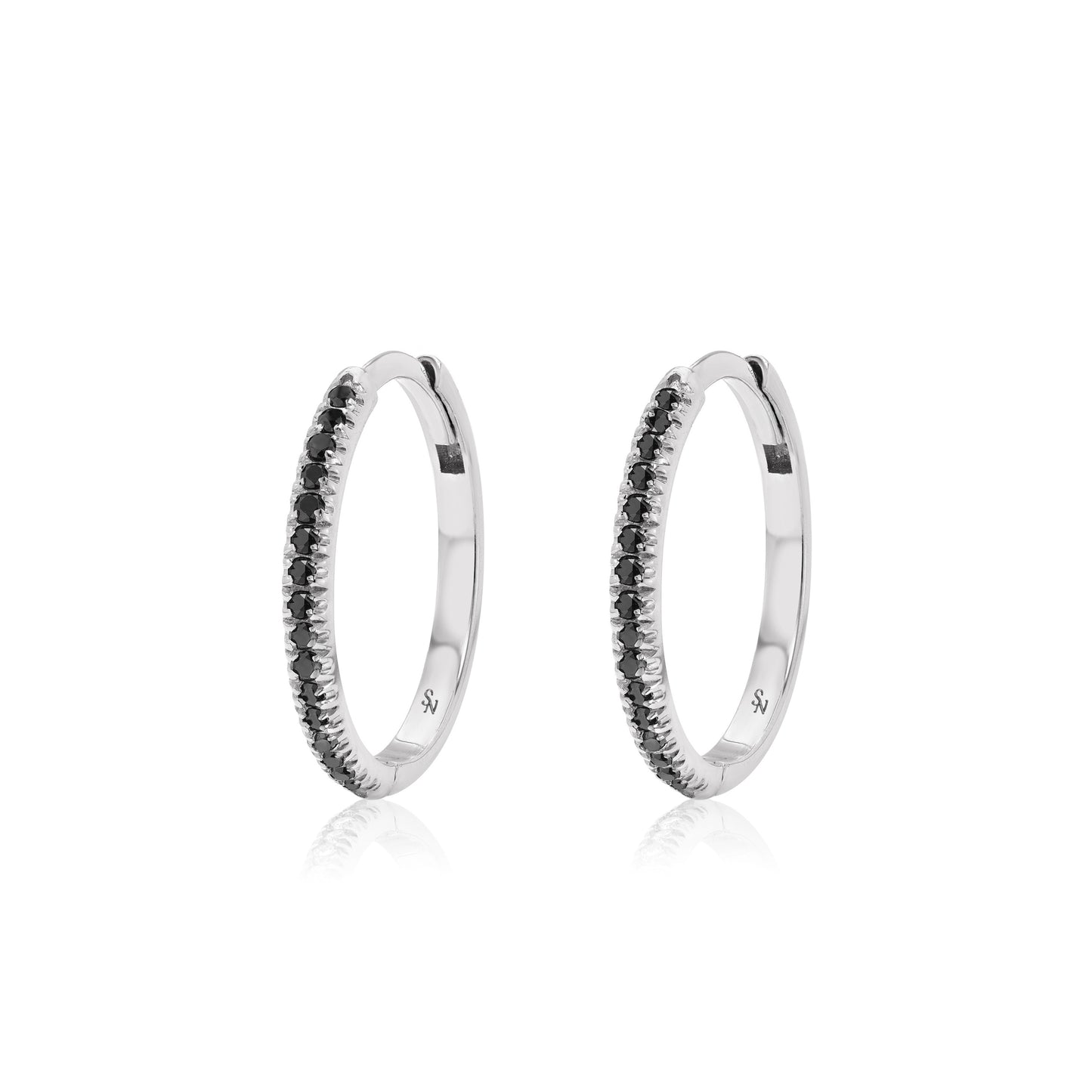 Black Diamond Huggie Hoops