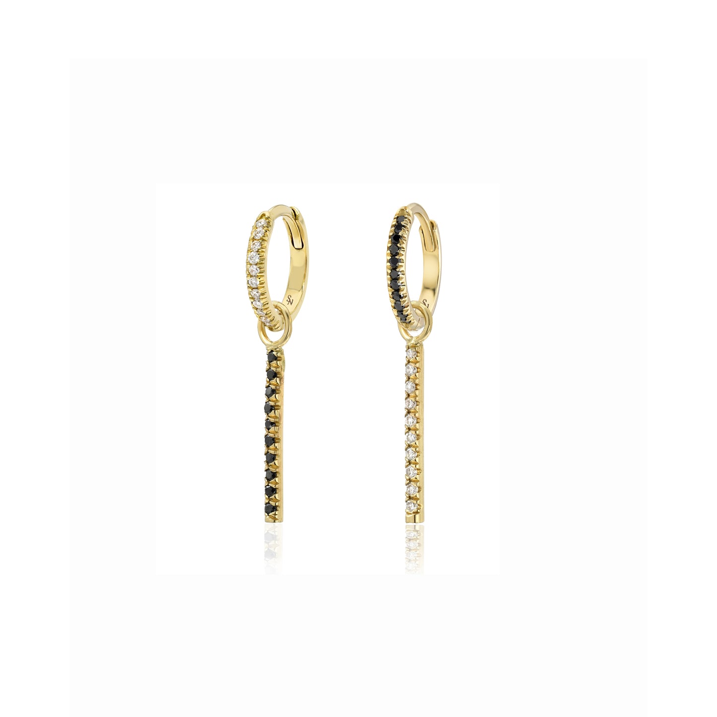 Black Diamond Yin Yang Half Inch Pavé Hoop Earrings