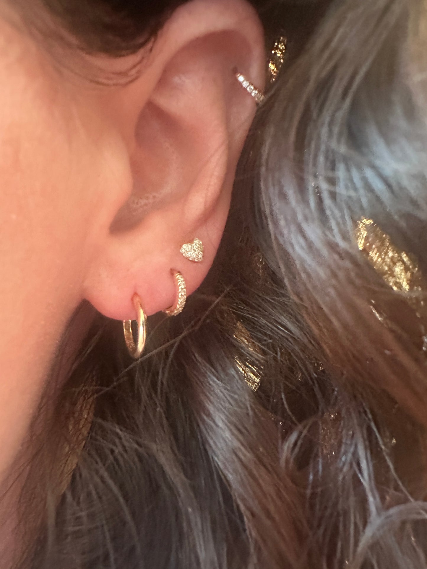 Tiny Diamond Puffy Heart Stud