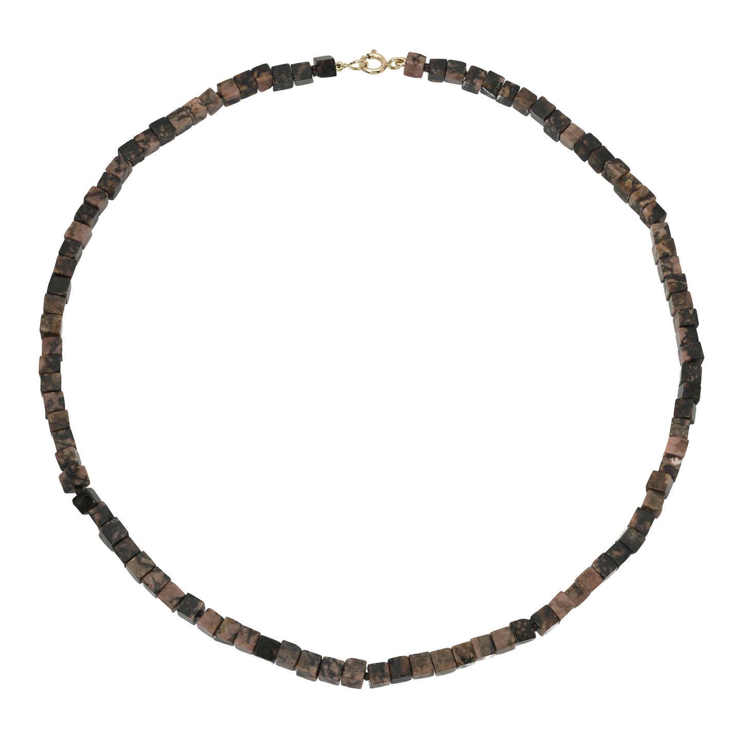 Gem Cube Beaded Necklace – Rhodonite