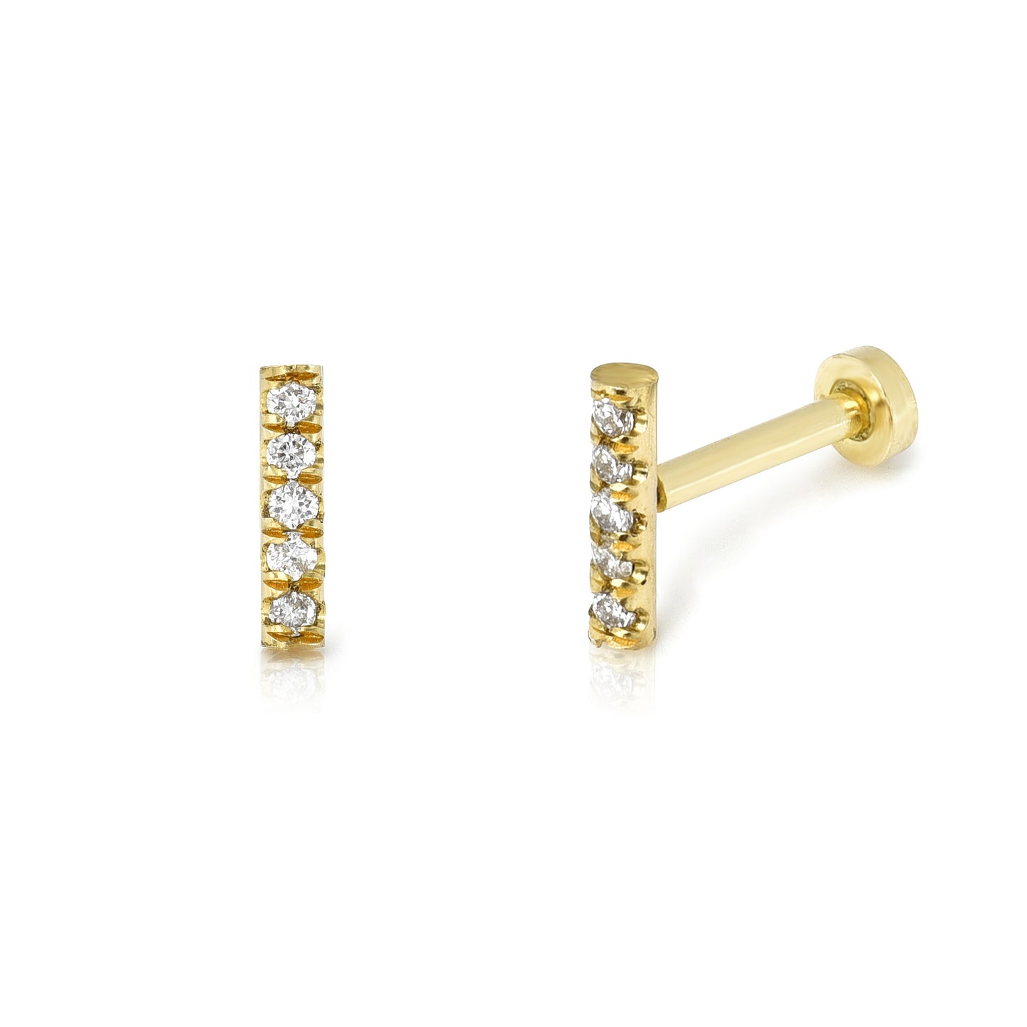 Bar Stud with Diamonds - 1/4"