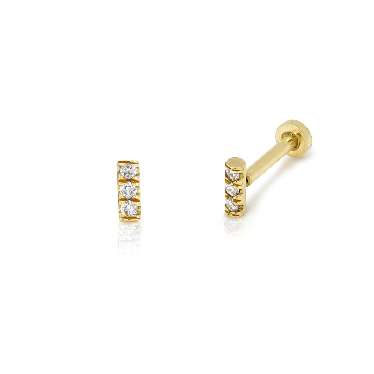 Bar Stud with Diamonds - 1/8"