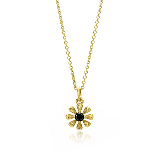 Flower Power Charm Necklace with Black Diamond