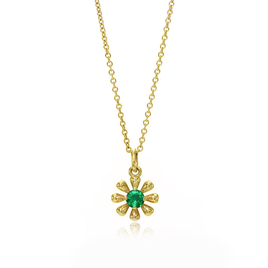 Flower Power Charm Necklace with Emerald