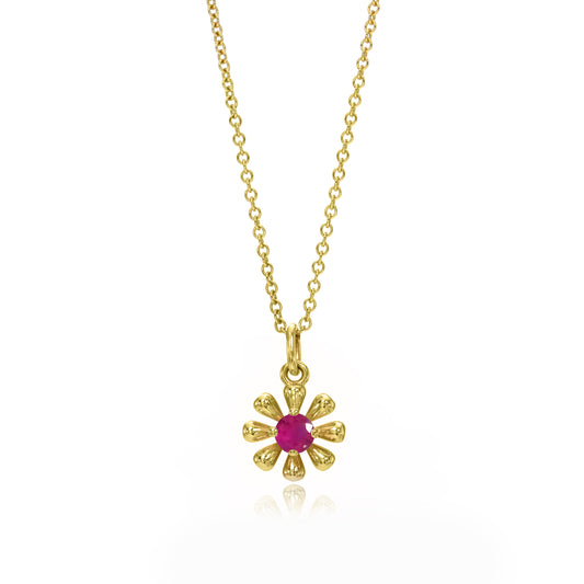 Flower Power Charm Necklace with Ruby