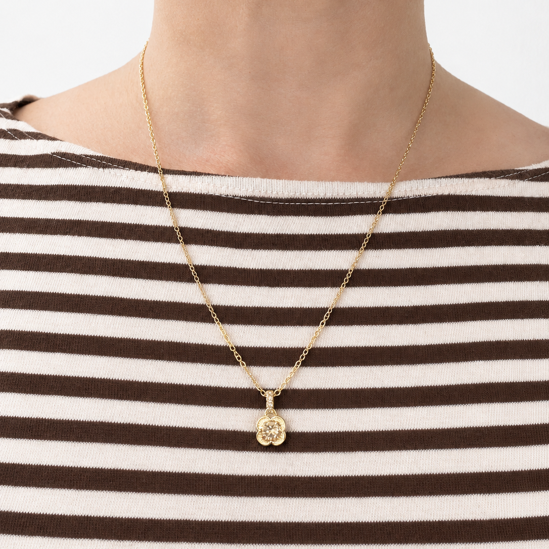 One-of-a-kind Art Clover Pendant with Champagne Diamonds