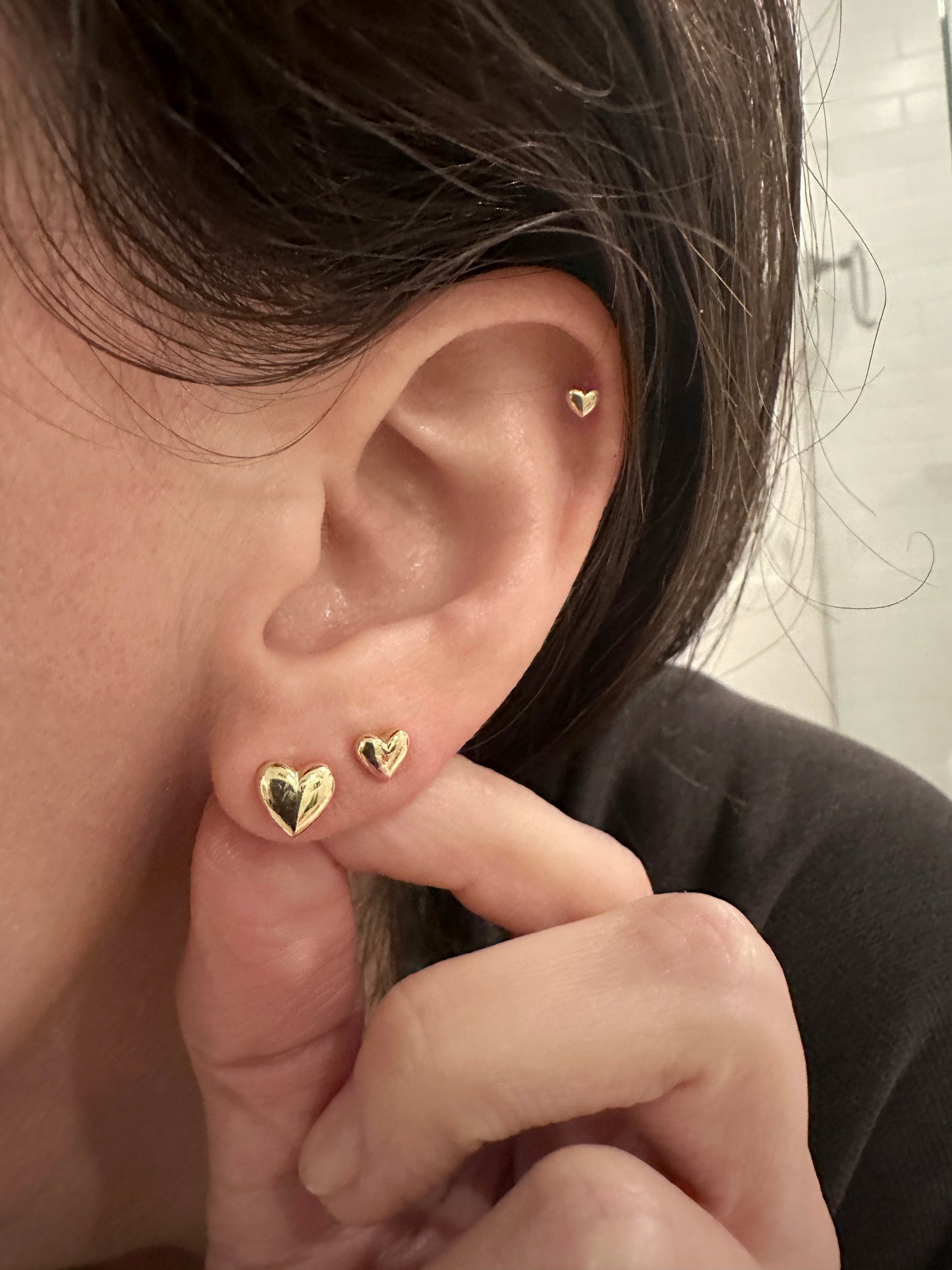 Teeny Tiny Puffy Heart Stud