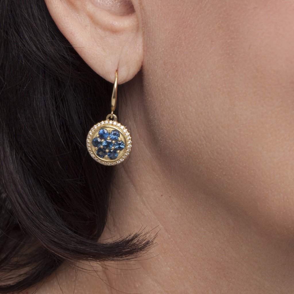 Sapphire Forget Me Not Drop Earrings