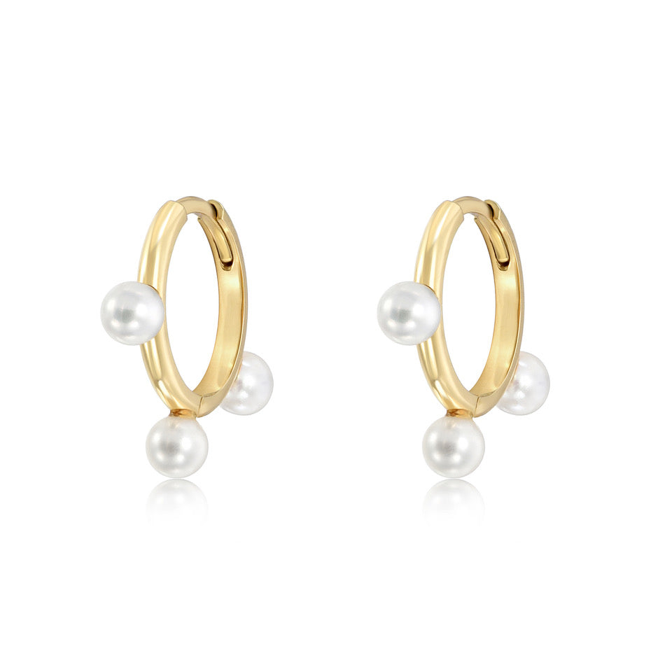 Triple Pearl Hoops