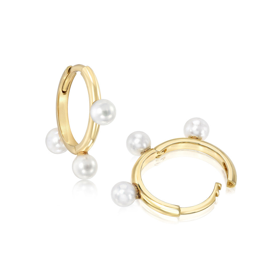 Triple Pearl Hoops