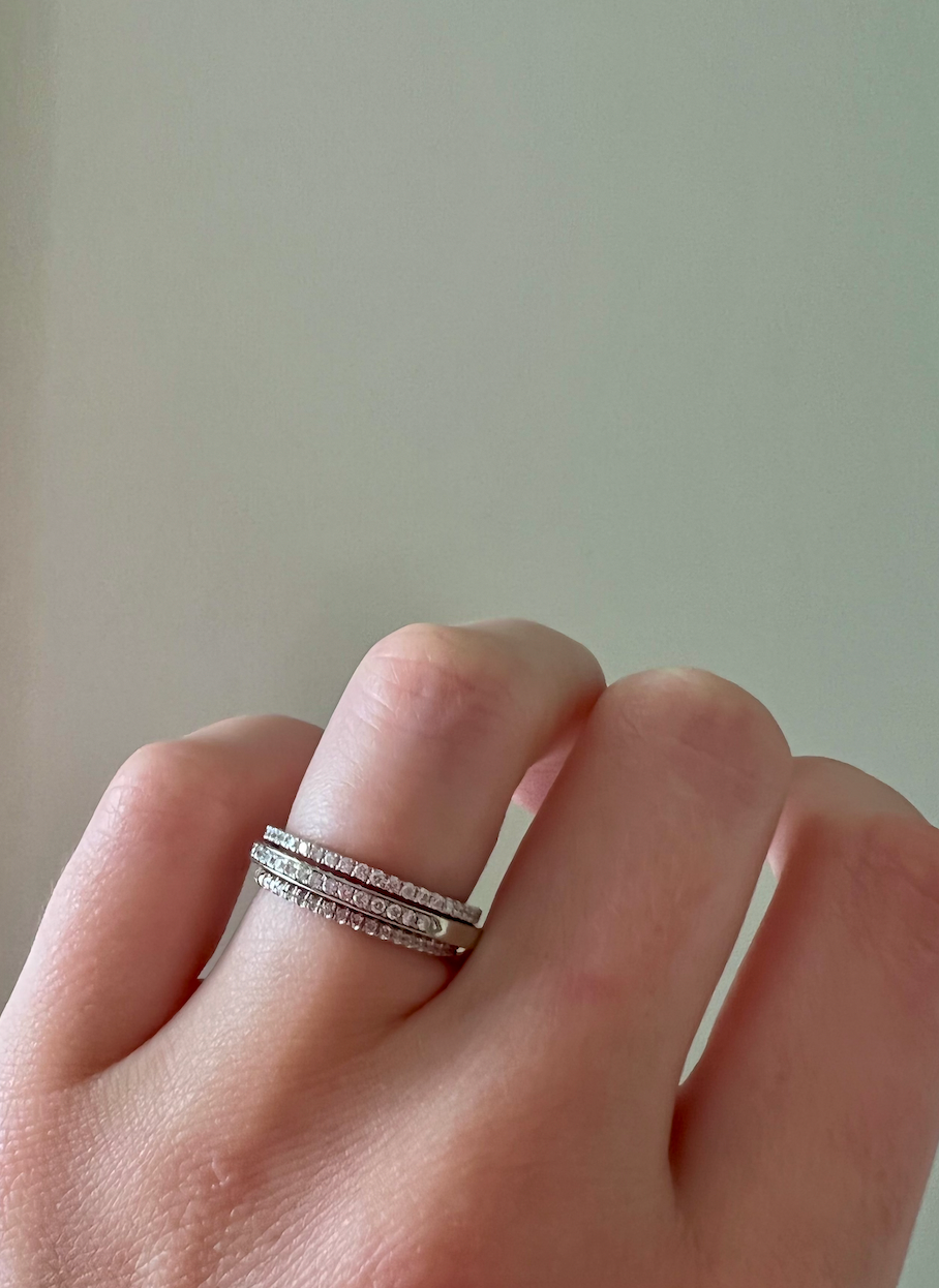 Small Split Prong Diamond Band in White Gold - Size 5.5