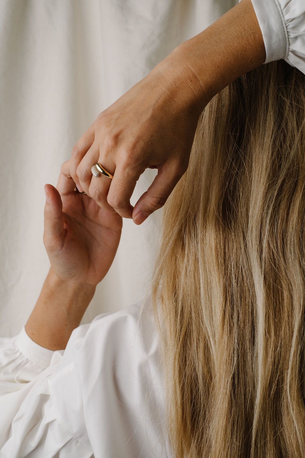 Petal Wrap Ring with Half Pave Diamonds