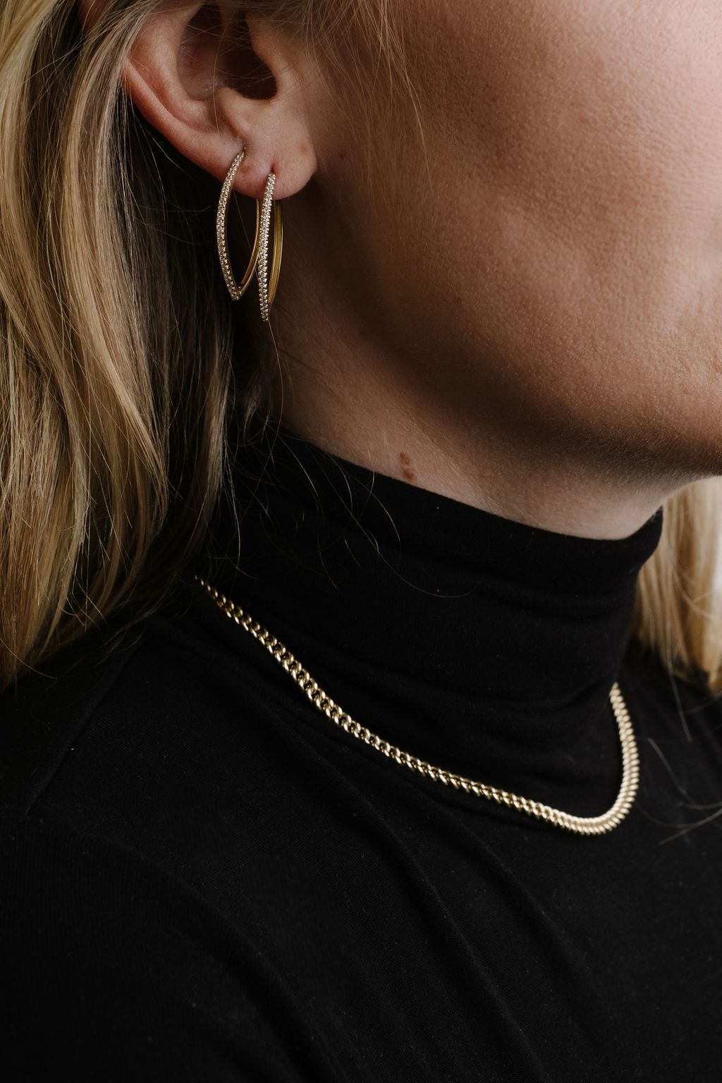 Marquise Hoops with Diamonds