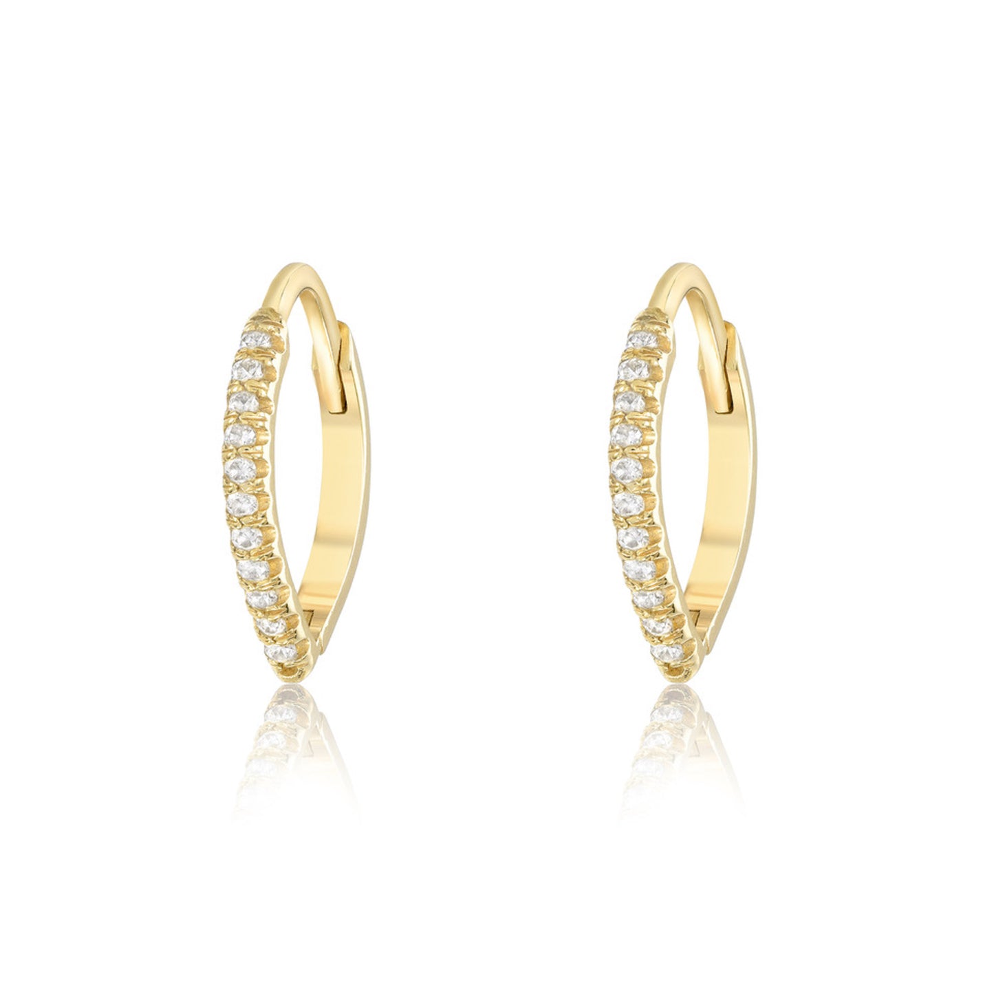 Marquise Hoops with Diamonds - 18 mm