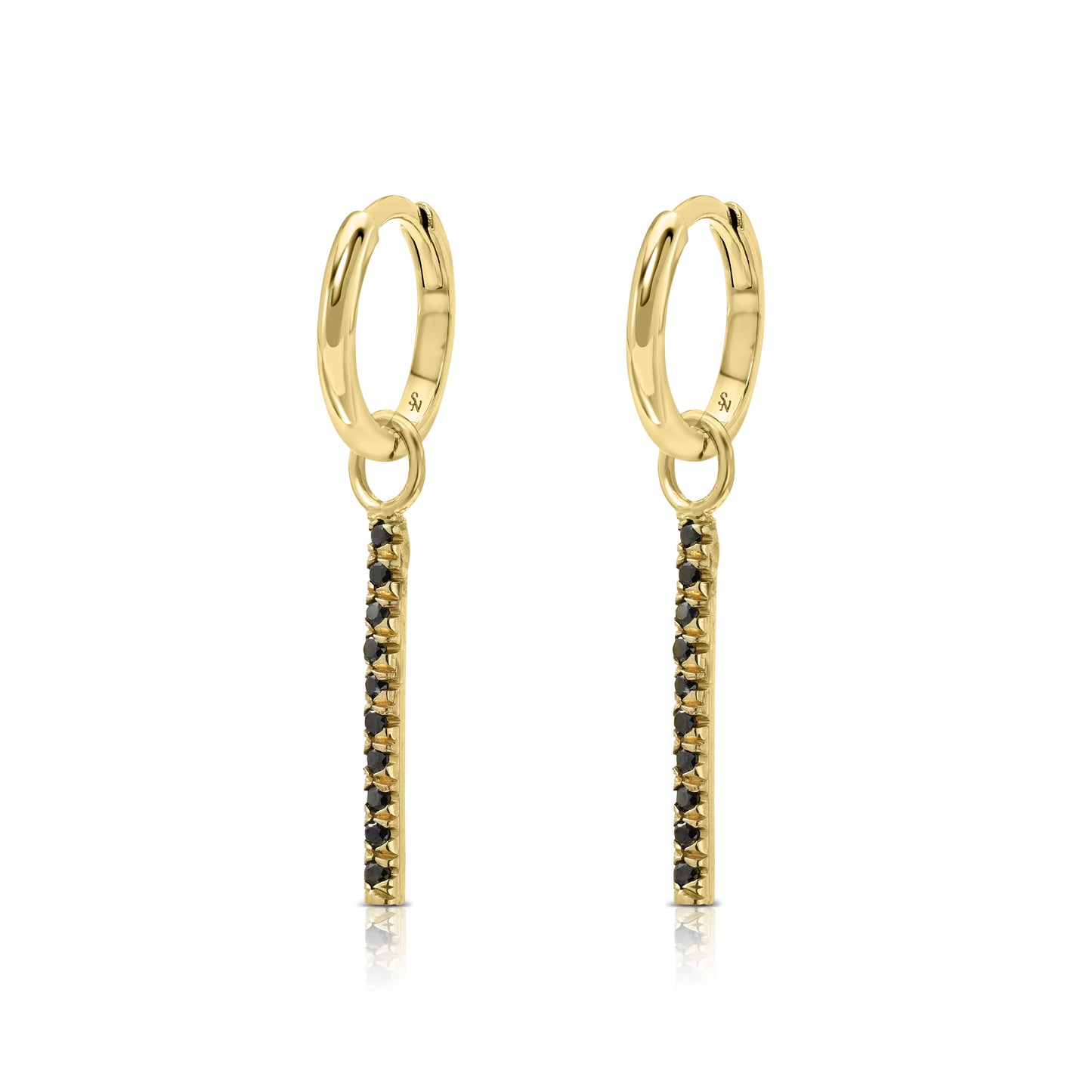 Half Inch Pave Black Diamond Hoop Charms - 11 mm