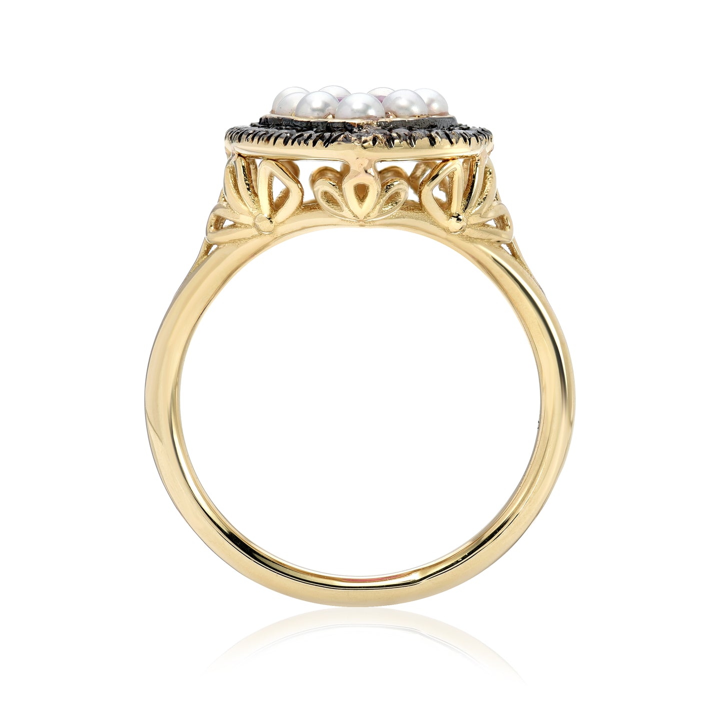 Cluster Ring with Ruby, Pearl and Champagne Diamonds