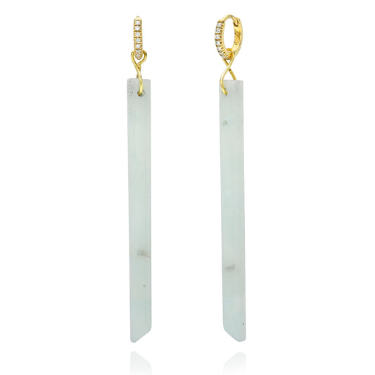 Light Jade Linear Drop Earrings