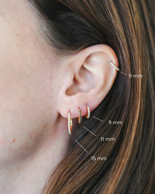 Black Diamond Huggie Hoops