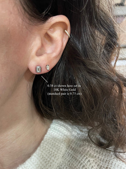 Emerald Cut Diamond Bezel Studs