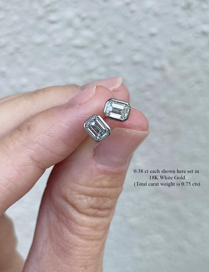 Emerald Cut Diamond Bezel Studs