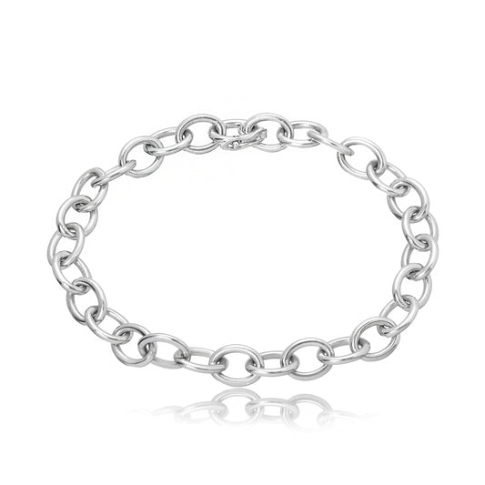 Chubby Oval Link Bracelet, Silver