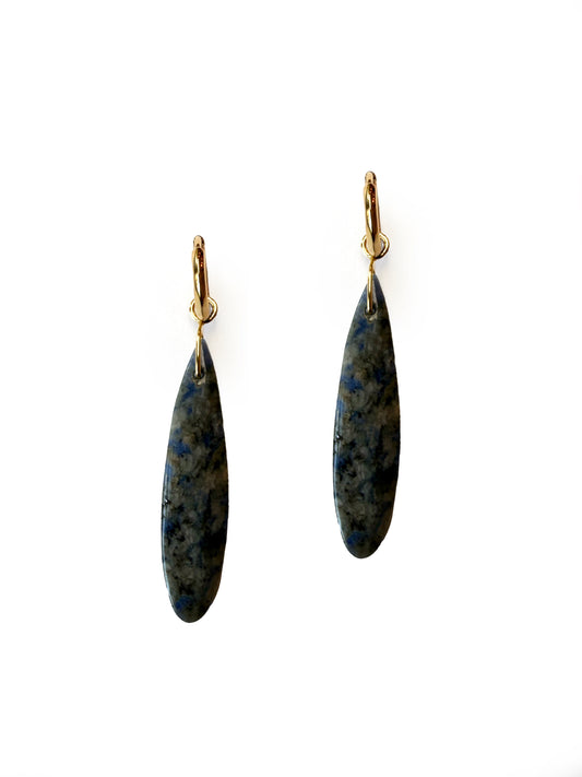 Blue Sodalite Teardrop Charm Hoops