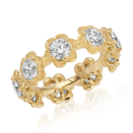 Art Flower Diamond Eternity Band