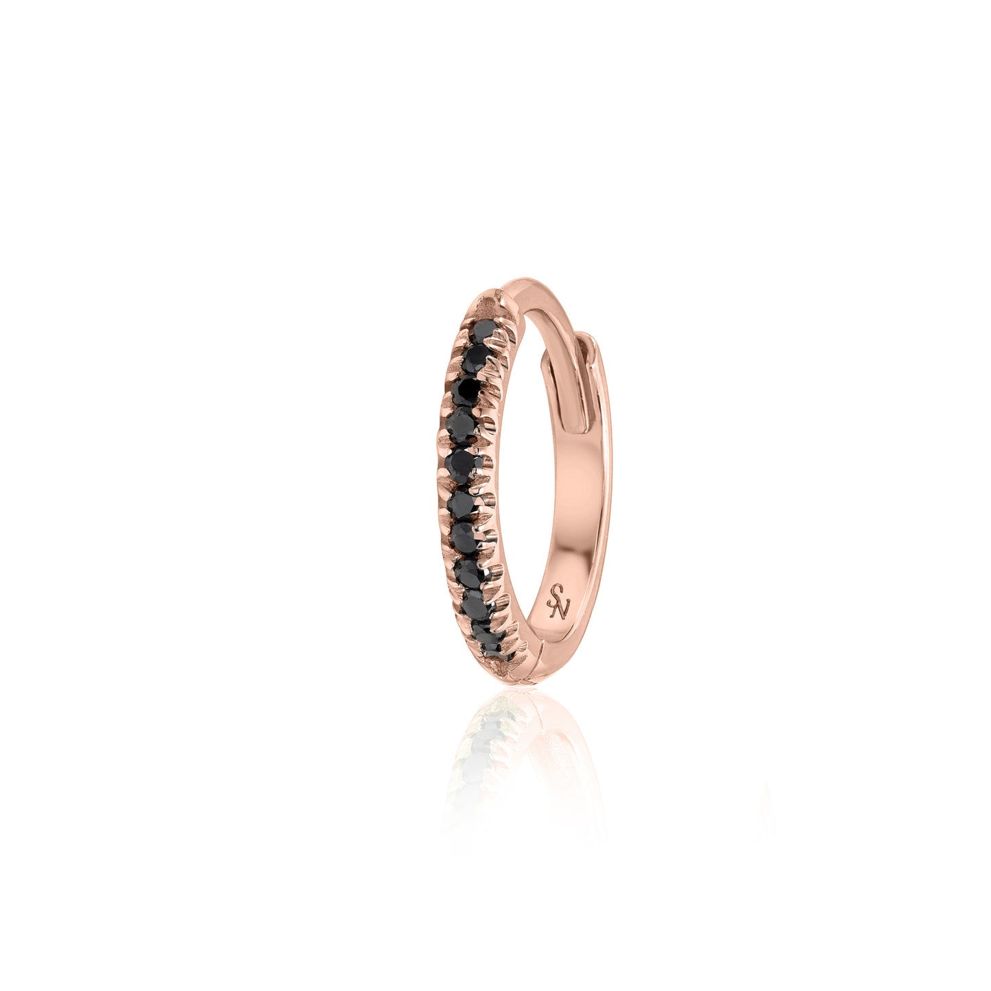 Black Diamond Huggie Hoops