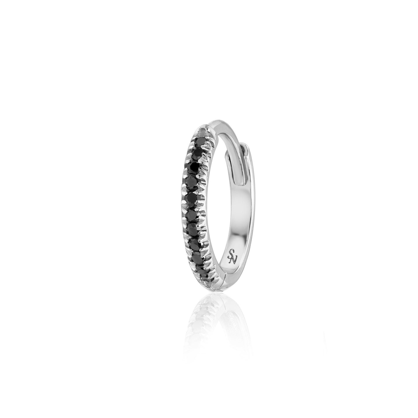 Black Diamond Huggie Hoops