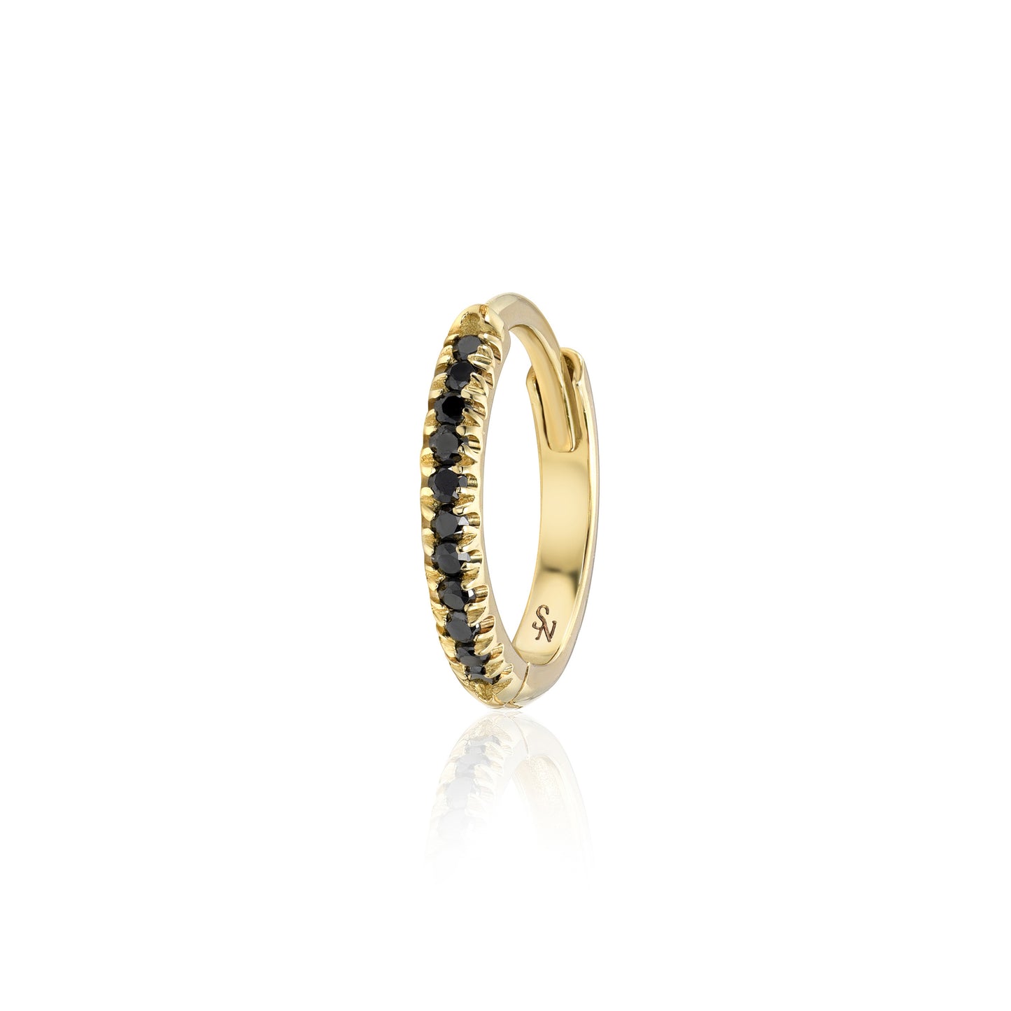Black Diamond Huggie Hoops