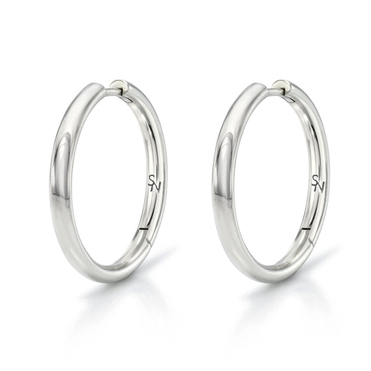Chubby Large Hoops - Silver