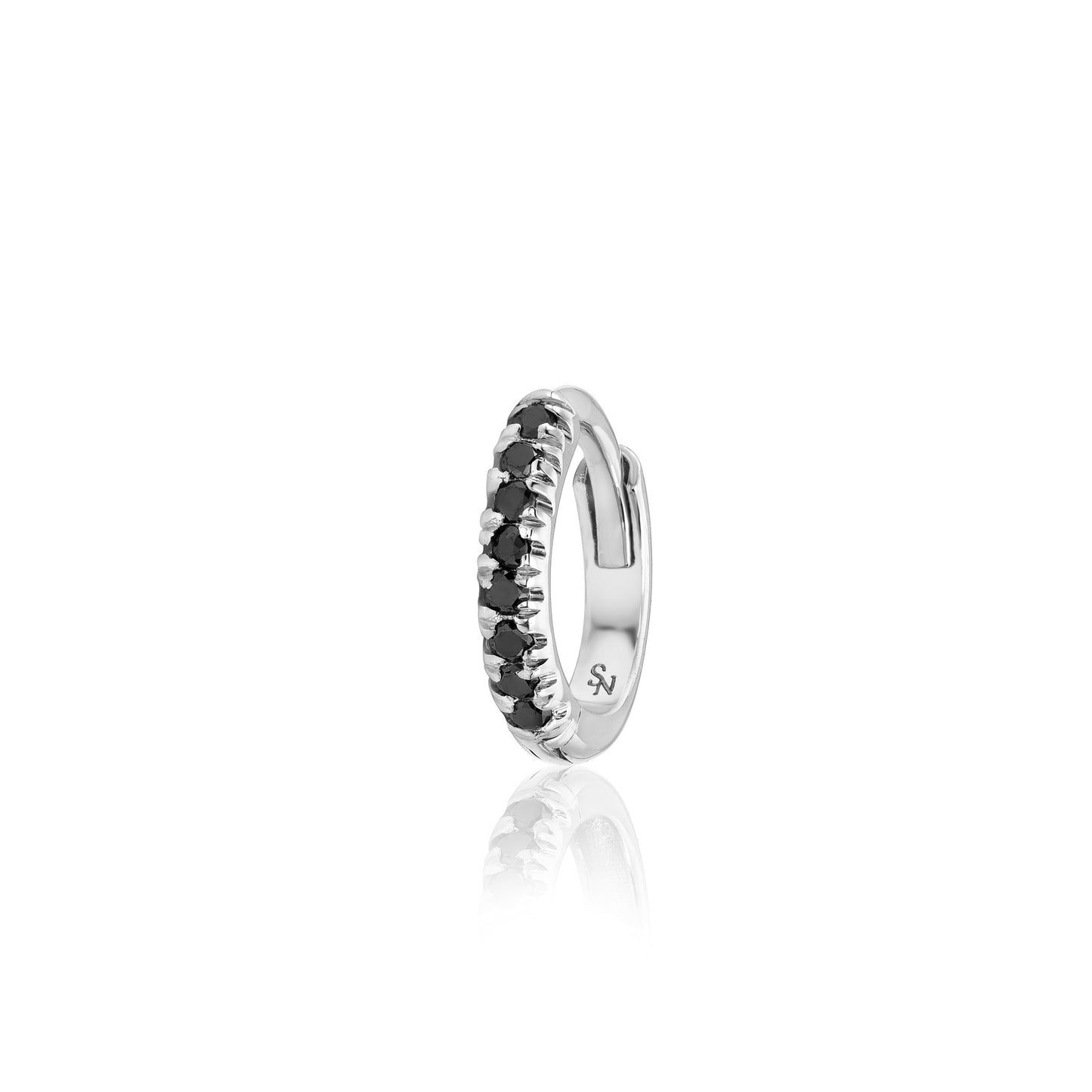 Black Diamond Huggie Hoops