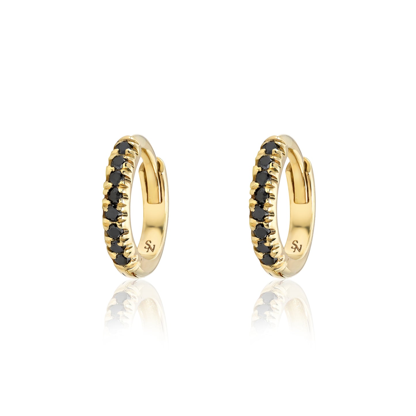 Black Diamond Huggie Hoops