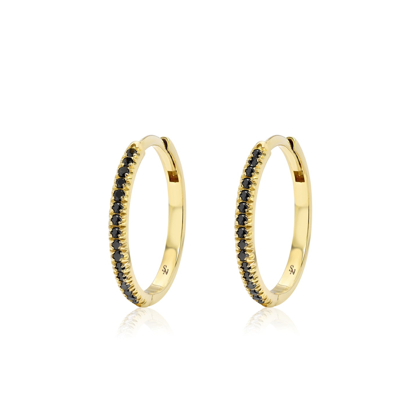 Black Diamond Huggie Hoops