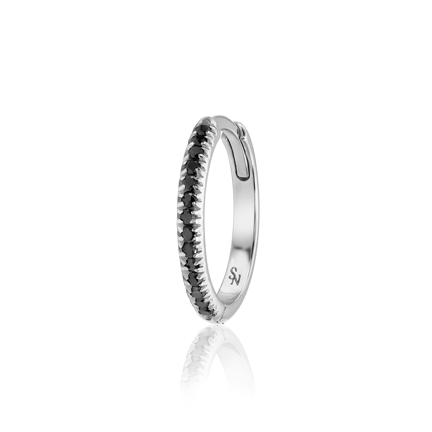 Black Diamond Huggie Hoops