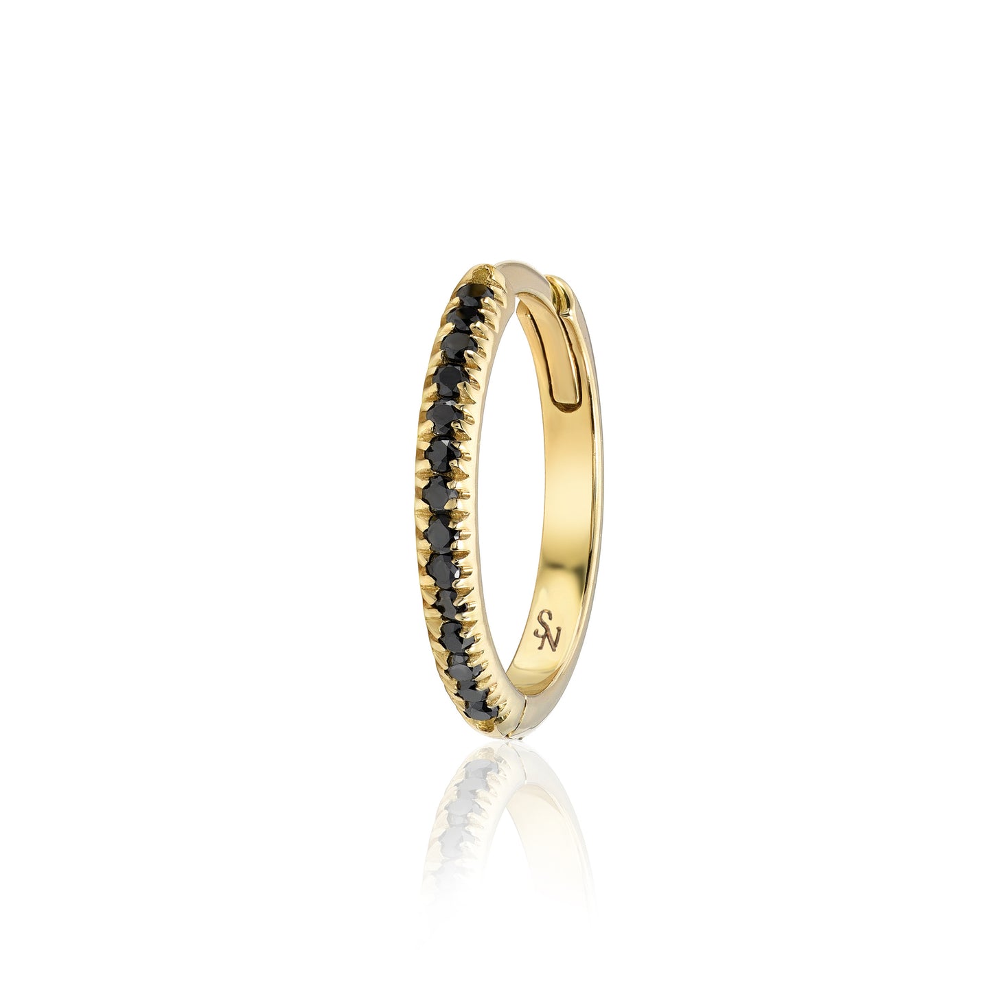 Black Diamond Huggie Hoops