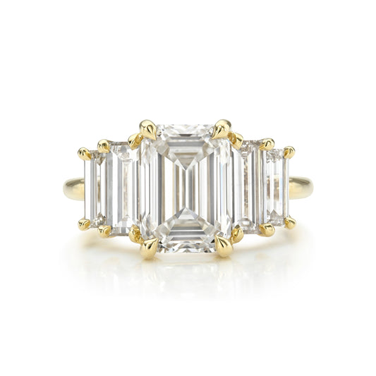 5 Stone Emerald Cut Diamond Ring