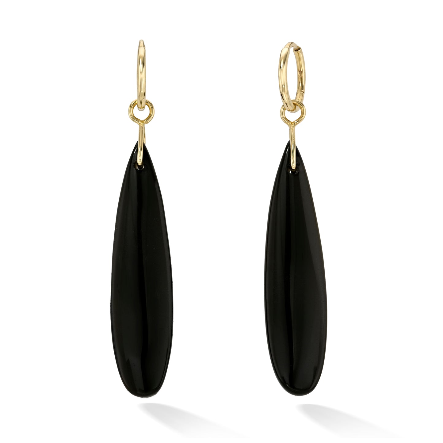 Black Onyx Teardrop Charm Hoops