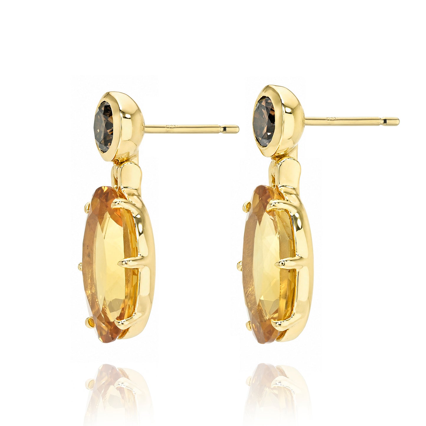 Citrine Drop Earrings with Champagne Diamonds