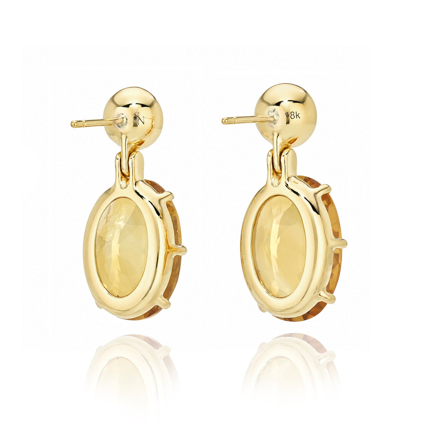Citrine Drop Earrings with Champagne Diamonds