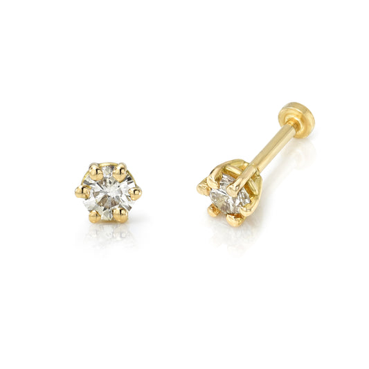 Tiny Champagne Diamond Basket Stud