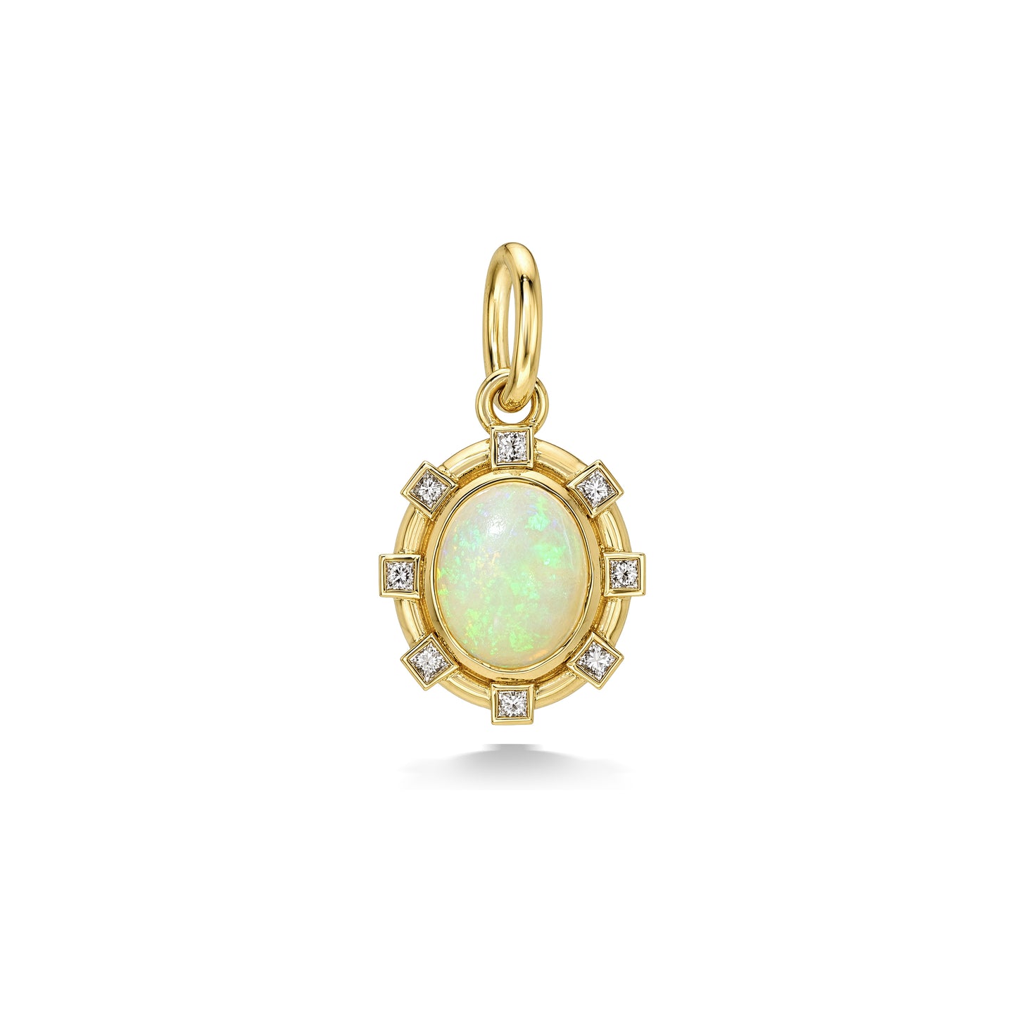 One-of-a-kind Opal and Princess Diamond Pendant