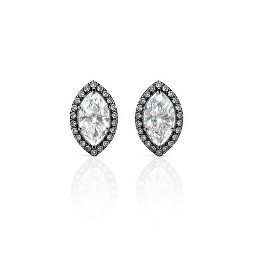 Marquise Halo Diamond Studs