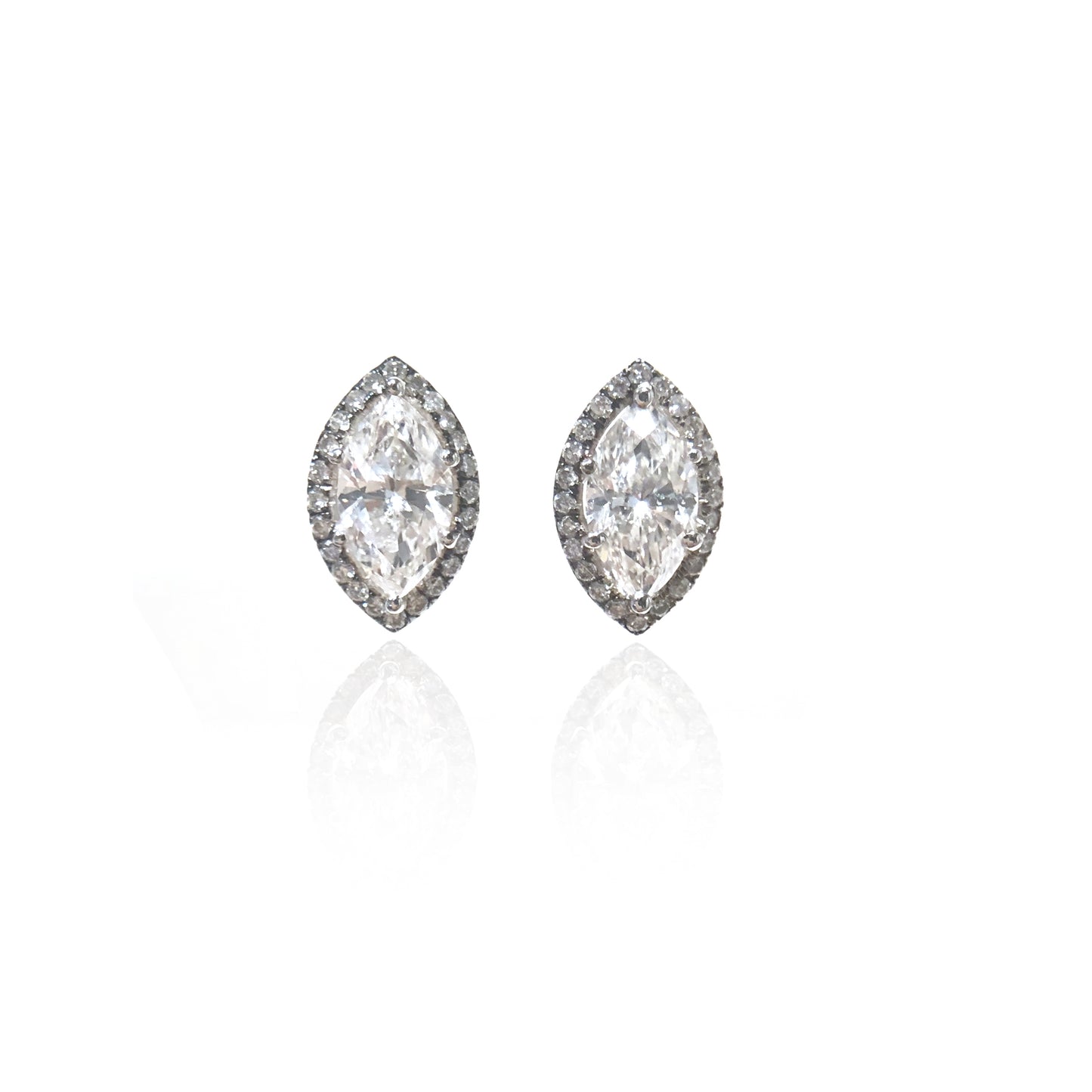 Marquise Halo Diamond Studs