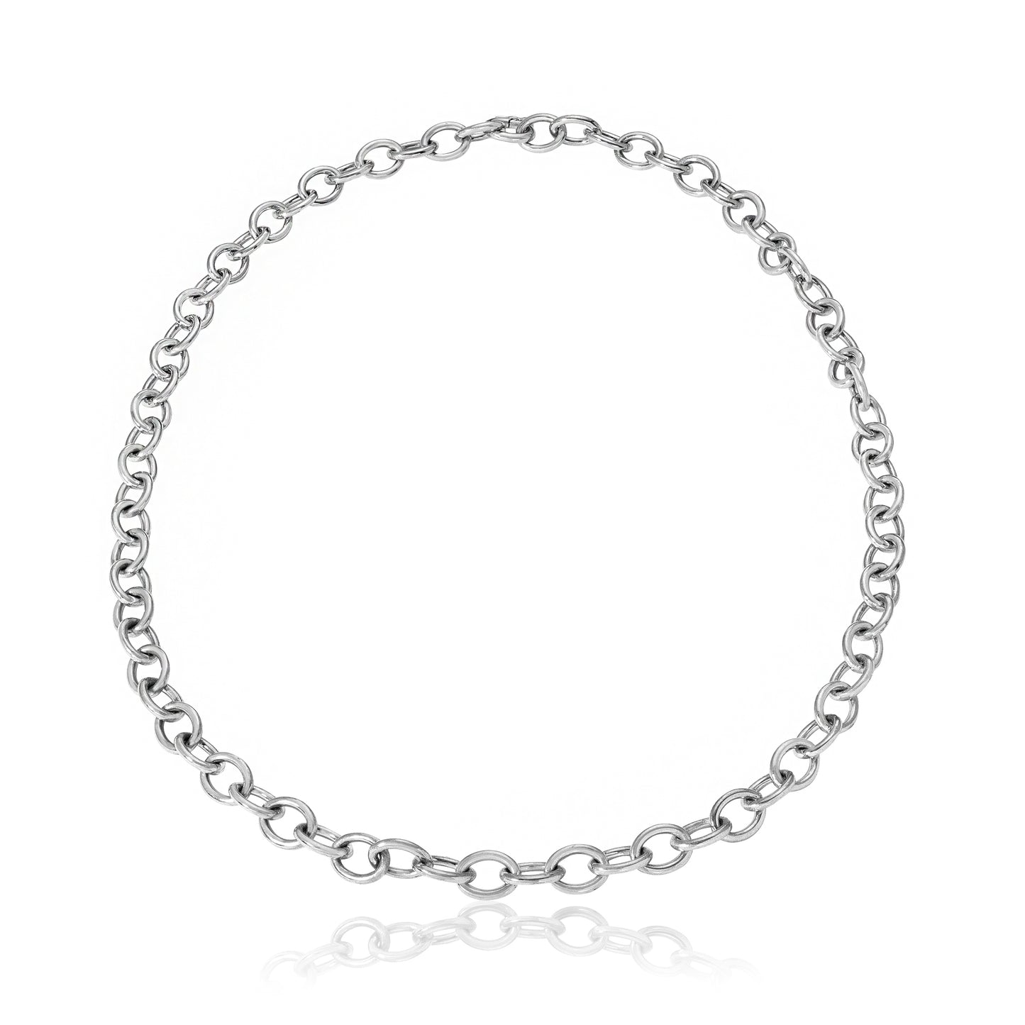 Chubby Oval Link Necklace, Silver