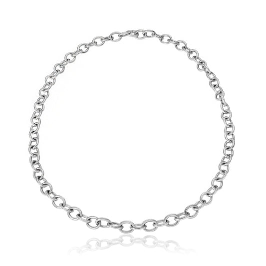 Chubby Oval Link Necklace, Silver